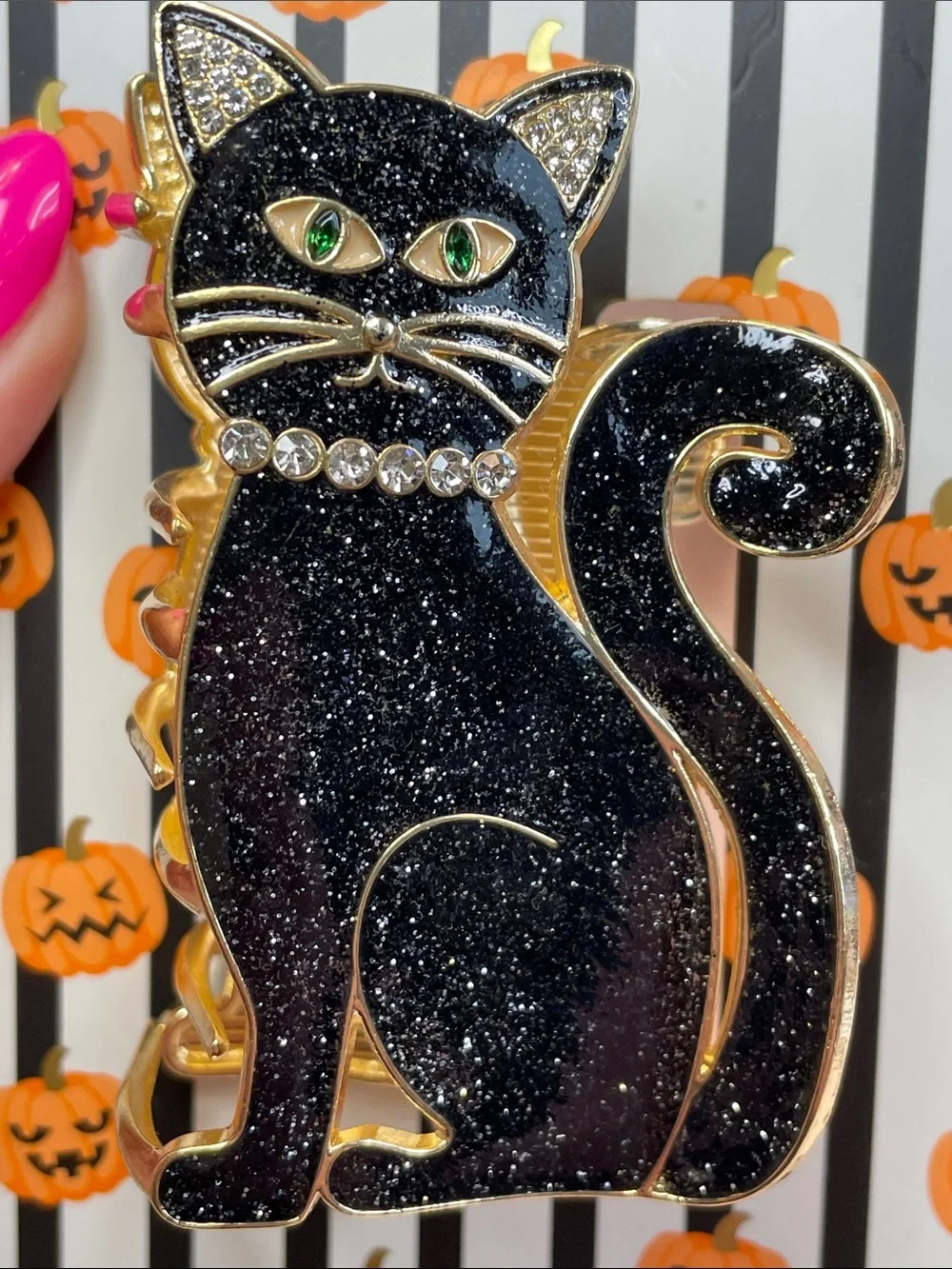 Piper K Black Glitter Cat Claw Clip -NWT